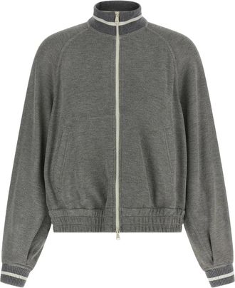 Brunello Cucinelli Bomber crop a coste - Grigio