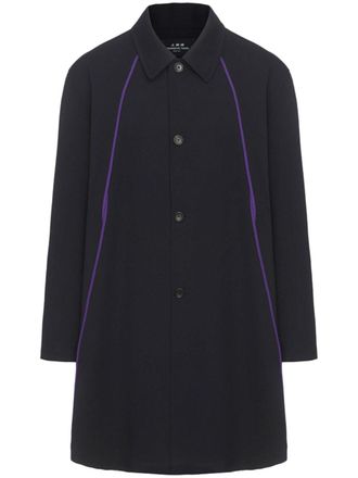 Shanghai Tang piped-trim trench coat - men - Wool - 46 - Blue