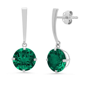 MAX + STONE 14k White Gold Solitaire Round-Cut Gemstone Drop Earrings (8mm)
