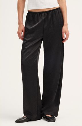 Madewell Devon Satin Pants in Jet Black at Nordstrom, Size Xx-Large
