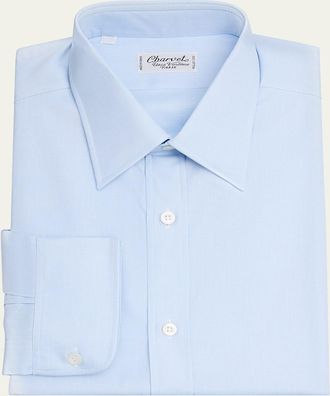 Charvet Mens Point-Collar Cotton Dress Shirt