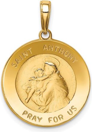 Diamond2Deal 14k Yellow Gold Saint Anthony Small Round Medal Pendant