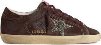 Golden Goose Bruin Leren Glitter Ster Sneakers - Dames - Sneakers - Bruin - 36 EU - Leer - Schoenen