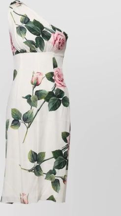 Dolce & Gabbana silk floral one-shoulder sheath midi dress
