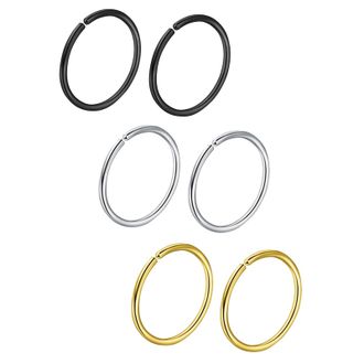 Generic 6 PCS Non Pierced Stainless Steel Clip On Nose Ring Hoop Ear Jewelry Swirl Septum Piercing Round Ring 8mm Lip Earring (Silver, One Size)