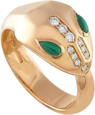 Bulgari 18K Rose Gold Malachite Ring (Authentic Pre-Loved)