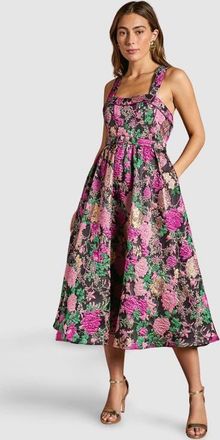 Coast Corset Jacquard Midi Dress in Pink at Nordstrom, Size 14