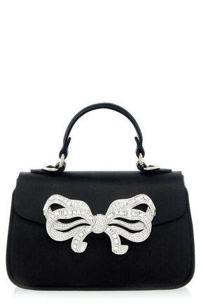 Judith Leiber Satin Bow Top Handle Bag in Silver Black at Nordstrom