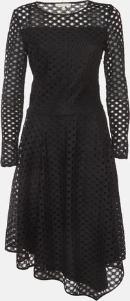 Maje Black Eyelet Lace Fit And Flare Midi Dress