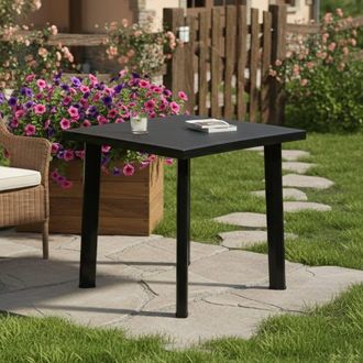 Dmora Mesa De Exterior Tessner, Para 4 Personas, M&aacute;x. 80 Cm, Fabricada En Italia, Acabado Suave, 80x75x72h Cm Negro Antracita