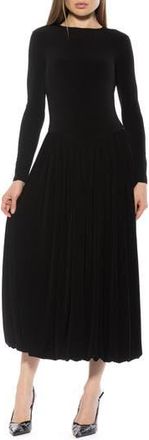 Alexia Admor Eero Crewneck Long Sleeve Bubble Hem Midi Dress in Black at Nordstrom Rack, Size X-Small