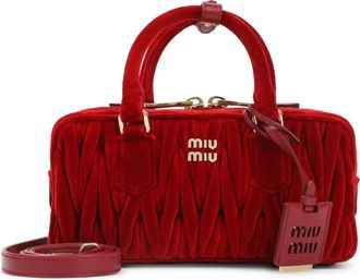 Miu Miu Tassen, Dames, Rood, ONE Size, Katoen, Arcadie Matelass&eacute; Nappa Leren Tas