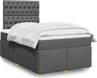 vidaXL Cama Box Spring Con Colch&oacute;n Tela Gris Oscuro 120x190 Cm Vidaxl