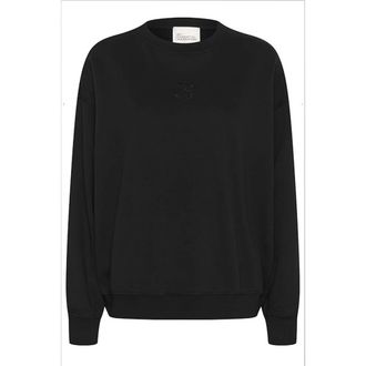 MY ESSENTIAL WARDROBE Sweatshirt met Geborduurd Logo - Dames - Sweatshirts - Zwart - S - Katoen - Hoodies & sweatvesten