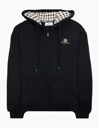 Aquascutum Mens Aquascutum Small Logo Full Zipped Hoodie Black 16 - Size: 42/Regular