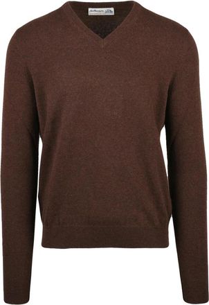 Ballantyne V-hals Pullover - Heren - V-hals truien - Bruin - M - Kasjmier - Truien & Vesten