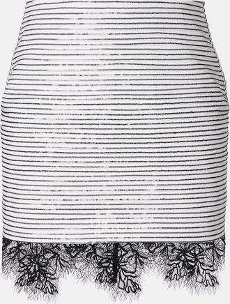 Jacques Wei Minigonna in cotone con paillettes e pizzo