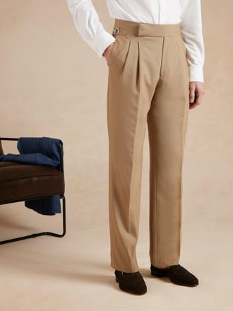 Oliver Brown Clarendon Fresco Wool Trousers - Tuscan Beige