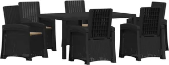 vidaXL Conjunto De Comedor De Jard&iacute;n 7 Uds. Gris Antracita Y Topo Pp Vidaxl