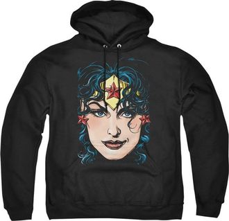Gildan Dco Justice League of America Wonder Woman Head Adult Pull Over Hoodie / Hooded Sweatshirt