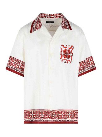 Dolce & Gabbana maiolica rubino white silk shirt