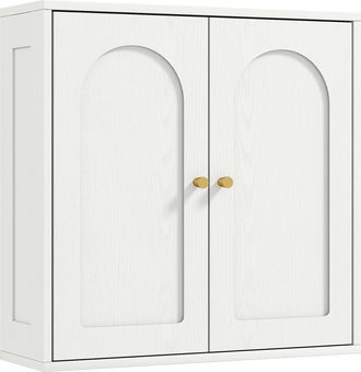 OEM Mueble De Ba&ntilde;o Colgar Con Estantes 2 Puertas Con Dise&ntilde;o De Arco Tiradores Dorados 60x20x60 Cm Blanco
