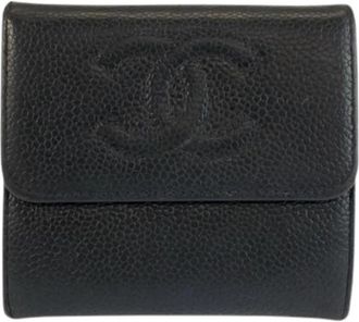 Chanel Pre-owned Tri-fold Portemonnee - Dames - Vintage Accessoires - Zwart - ONE Size - Leer - Vintage
