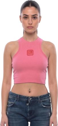 Balmain Pink Logo Crew Neck Top