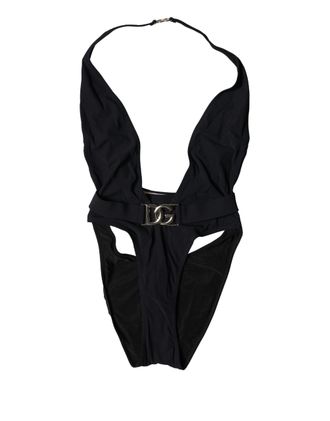 Dolce & Gabbana Black DG Nylon One-Piece Swimsuit Womens Swimwear
