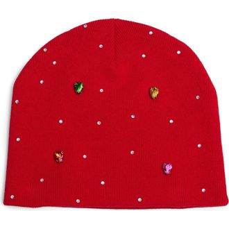 mnml Embellished Cotton Beanie in Red at Nordstrom
