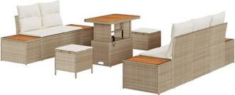 vidaXL Conjunto De Sof&aacute; De Jard&iacute;n Con Coj&iacute;n 8 Pcs Beige Y Crema Vidaxl