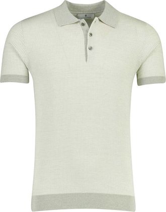 Thomas Maine Poloshirt Thomas Maine groen merinowol linnen katoen