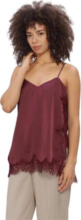 Catwalk Junkie Tops, Dames, Rood, L, Lace Spaghetti Top