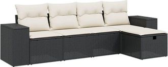 vidaXL Set De Muebles De Jard&iacute;n 5 Pzas Y Cojines Rat&aacute;n Sint&eacute;tico Negro Vidaxl