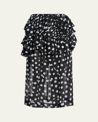 Dries Van Noten Shelby Polka-Dot Ruffle Midi Skirt