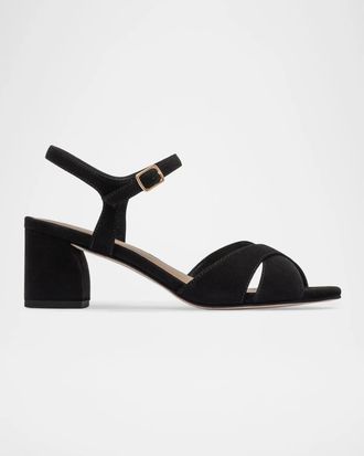 Bernardo 50mm Ginni Suede Ankle-Strap Sandals