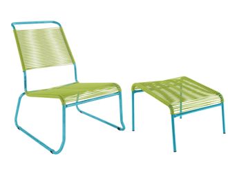 Schubiger M&ouml;bel Spaghetti-Kufen-Lounger-Hochlehner + Hocker S&auml;ntis