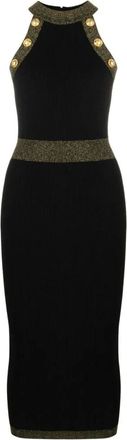 Balmain Vestido de punto con botones - Dresses - Mujer - Negro - M