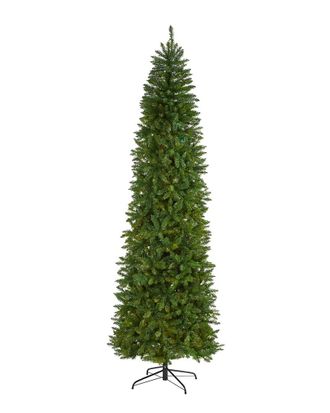 Nearly Natural 9ft Slim Green Mountain Pine Artificial Christmas Tree with 1860 Bendable Branches