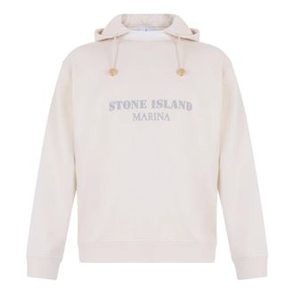 Stone Island Hoodies, male, White, Size: XL Hoodie with print and logo