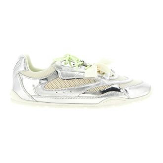 Pinko Pinko, Schoenen, Dames, Grijs, 39 EU, Leer, Yulia 01 Laminated Leather and Mesh Sneakers
