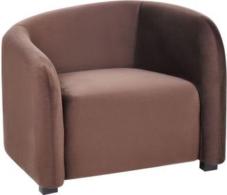 Beliani Sill&oacute;n Moderno Elegante De Terciopelo Respaldo Curvo Con Reposabrazos Tapizado Marr&oacute;n Oscuro Veltada