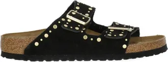 Birkenstock Black Arizona Suede Buckle Slides