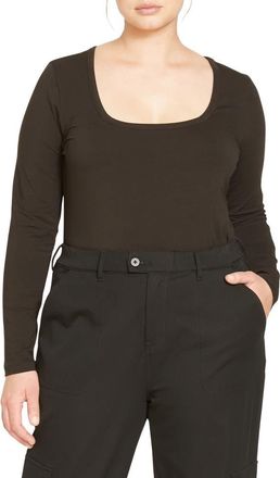 Universal Standard Long Sleeve Square Neck Tee in Black at Nordstrom, Size Xl