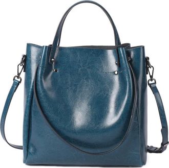 Generic Compatible For Cowhide Genuine Leather Womens Shoulder Bag Tote Large Capacity Crossbody Handbag Commuter Shopping bag(Blue)