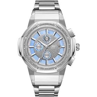 JBW Saxon Diamond Stainless Steel Watch, 44mm - 0.08 ctw at Nordstrom Rack