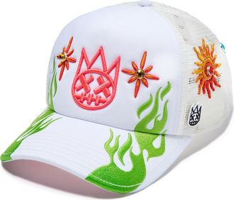 Cult of Individuality Shimuchan Logo Crystal Embellished Trucker Hat in Winter White at Nordstrom