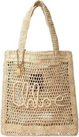 Chloé Summer Banana Logo-Detail Raffia Tote Bag - Womens - Raffia/CALFSKIN