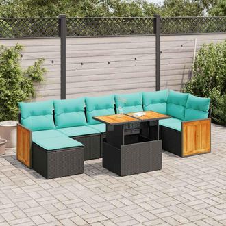 vidaXL Vidaxl Set Divano Da Giardino 8pz Con Cuscini Grigio Polyrattan Acacia