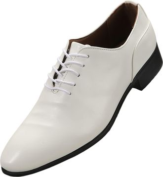 Generic Mens Dress Leather Shoes Classic Patent Lace-ups Oxfords Pointed Toe Leather Shoe Block Heel Non Slip Causal Low Top Footwear for Casual Business Even